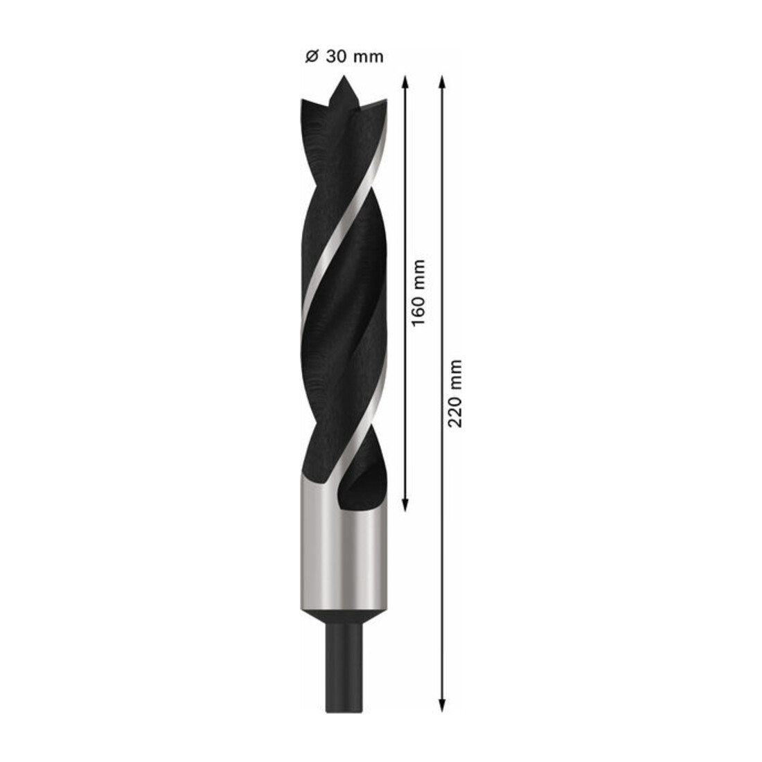 Bosch Punta trapano elicoidale Standard per legno, 30x145x220mm, albero Ø13mm