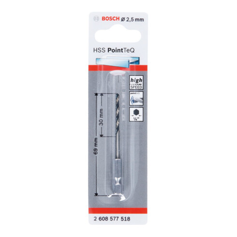 Bosch Punta trapano esagonale HSS PointTeQ
