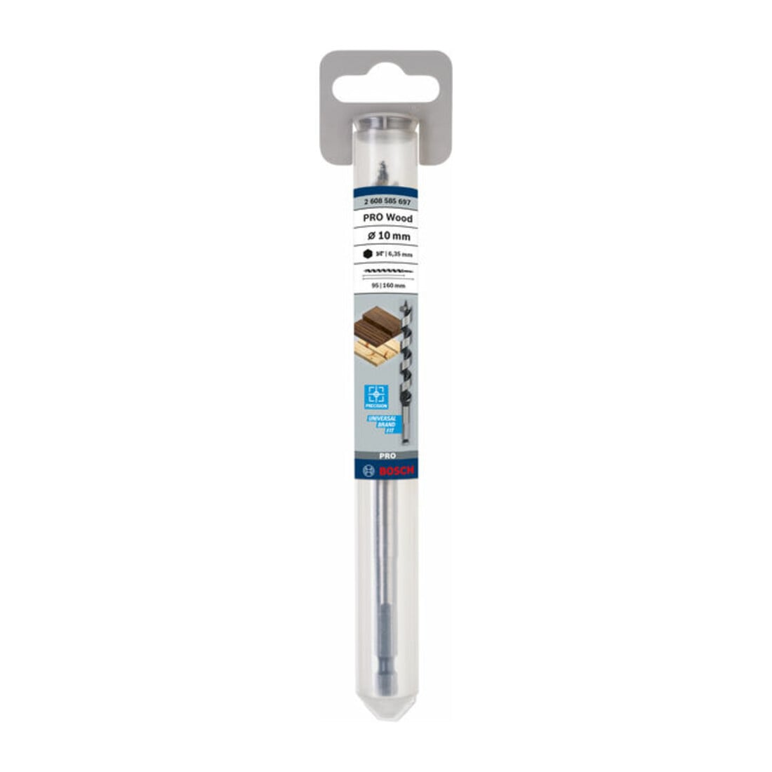 Bosch Punta trapano esagonale per legno, 10x95x160mm albero Ø6,35mm