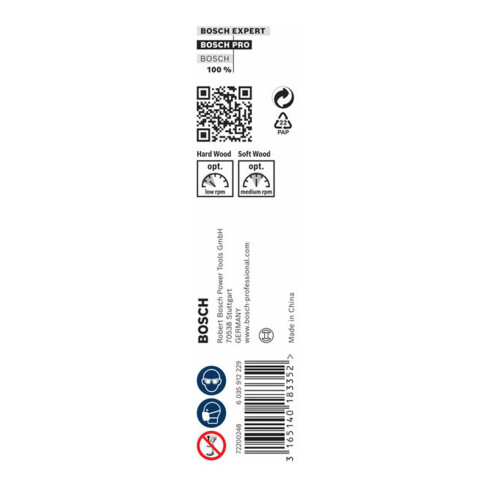Bosch Punta trapano esagonale per legno, 12x170x235mm albero Ø6,35mm