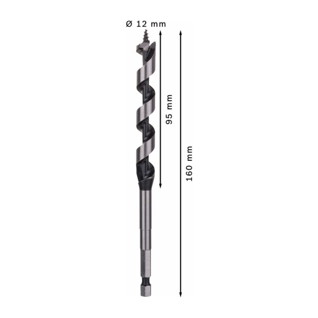 Bosch Punta trapano esagonale per legno, 12x95x160mm albero Ø6,35mm