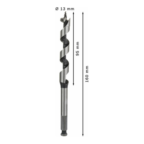 Bosch Punta trapano esagonale per legno, 13x95x160mm albero Ø7,9mm