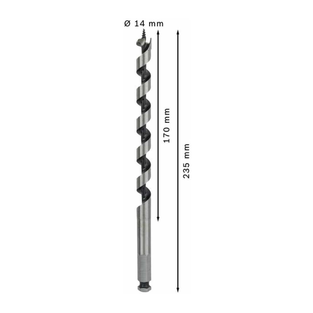 Bosch Punta trapano esagonale per legno, 14x170x235mm albero Ø11,1mm