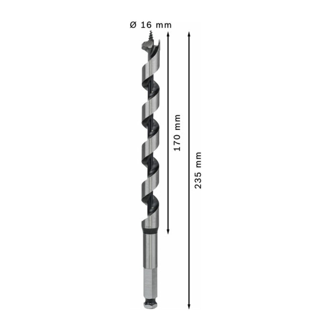 Bosch Punta trapano esagonale per legno, 16x170x235mm albero Ø11,1mm