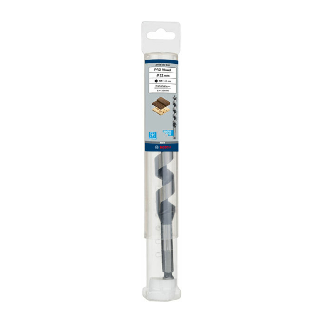 Bosch Punta trapano esagonale per legno, 22x170x235mm albero Ø11,1mm
