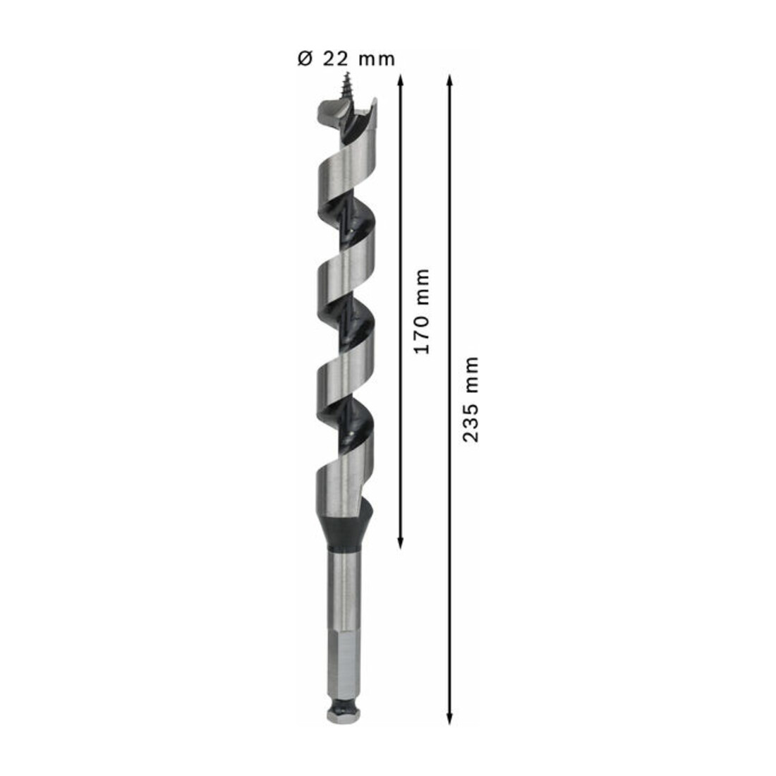 Bosch Punta trapano esagonale per legno, 22x170x235mm albero Ø11,1mm