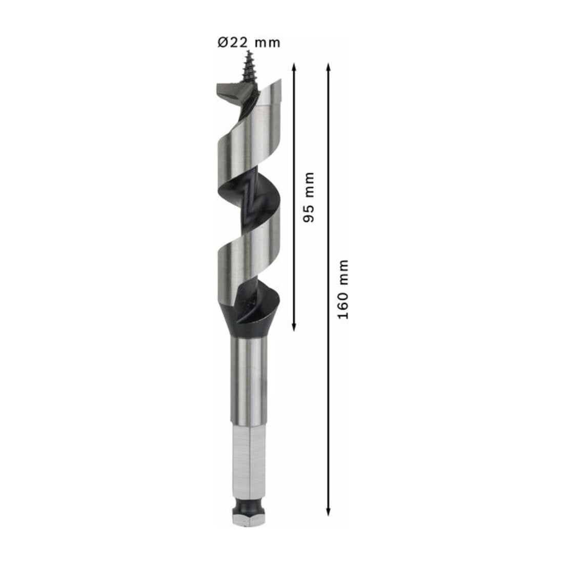 Bosch Punta trapano esagonale per legno, 22x95x160mm albero Ø11,1mm