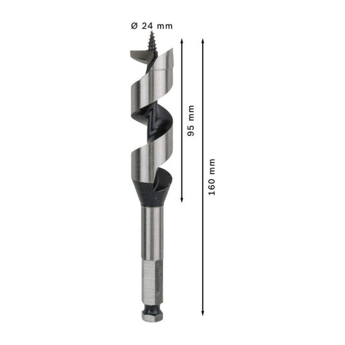 Bosch Punta trapano esagonale per legno,24x95x160mm albero Ø11,1mm