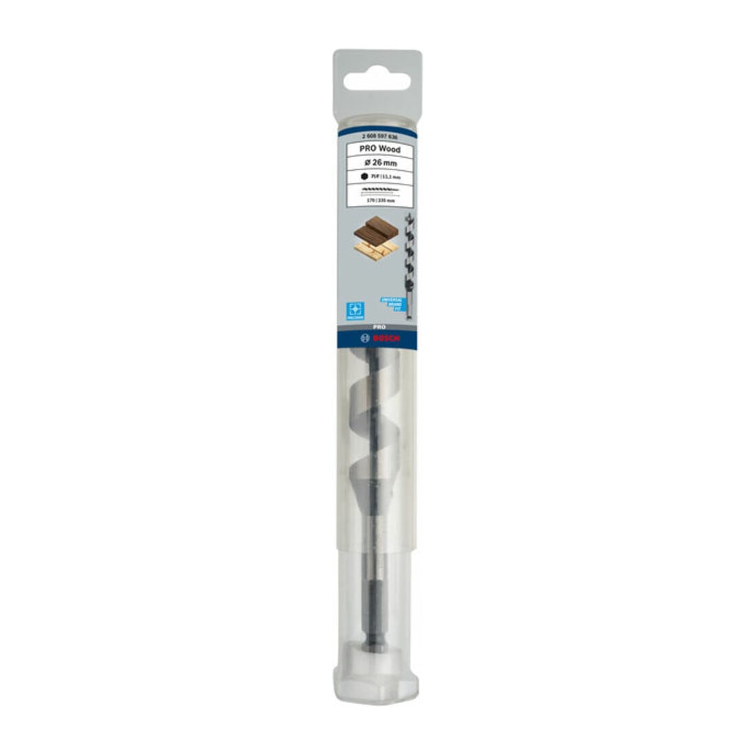Bosch Punta trapano esagonale per legno, 26x170x235mm albero Ø11,1mm