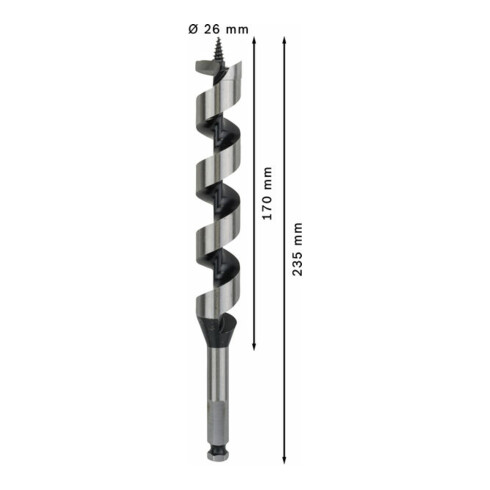 Bosch Punta trapano esagonale per legno, 26x170x235mm albero Ø11,1mm