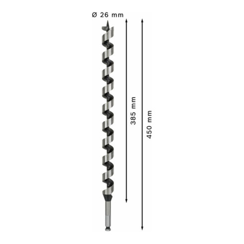 Bosch Punta trapano esagonale per legno, 26x385x450mm albero Ø11,1mm