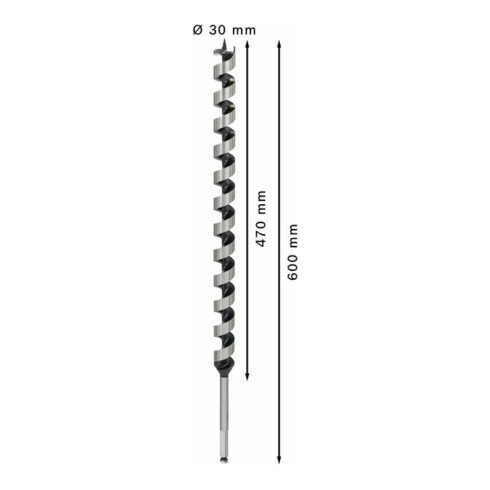 Bosch Punta trapano esagonale per legno, 30x470x600mm albero Ø11,1mm