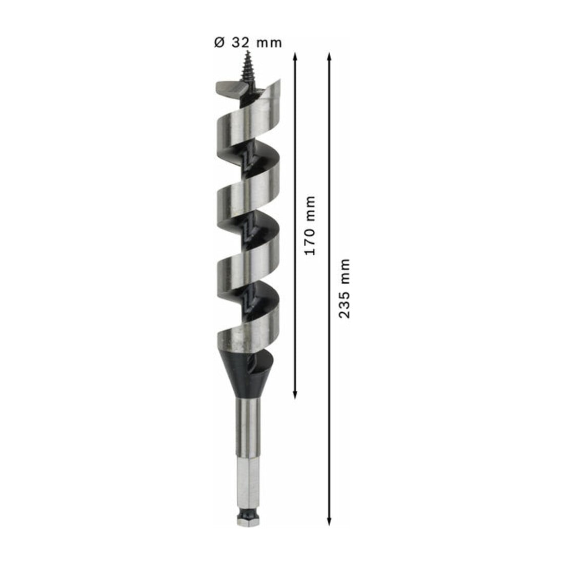 Bosch Punta trapano esagonale per legno, 32x170x235mm albero Ø11,1mm