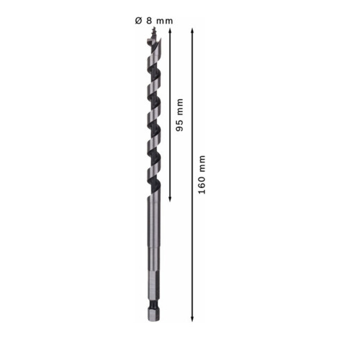 Bosch Punta trapano esagonale per legno, 8x95x160mm albero Ø6,35mm