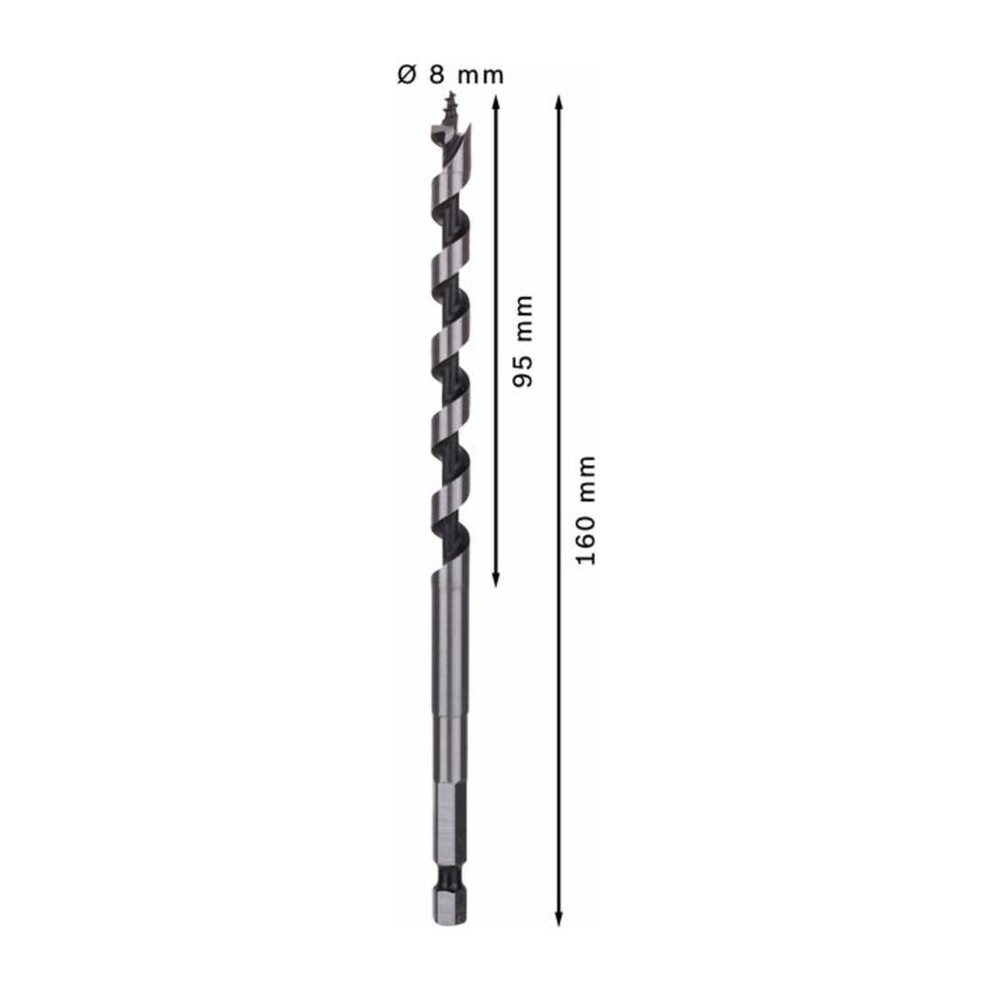 Bosch Punta trapano esagonale per legno, 8x95x160mm albero Ø6,35mm