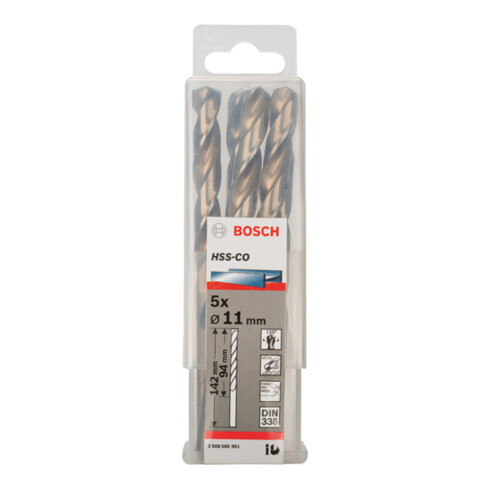 Bosch Punta trapano HSS-Co DIN 338 per metallo, 11x94x142mm