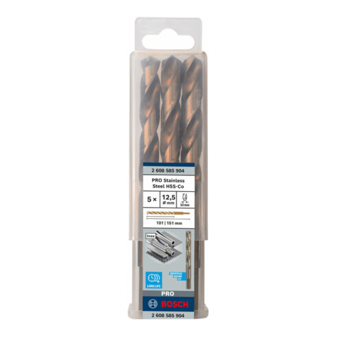 Bosch Punta trapano HSS-Co DIN 338 per metallo, 12,5x101x151mm