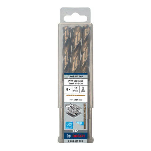 Bosch Punta trapano HSS-Co DIN 338 per metallo, 12x101x151mm