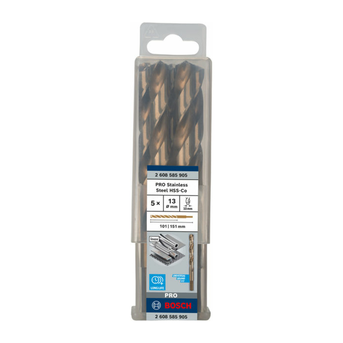 Bosch Punta trapano HSS-Co DIN 338 per metallo, 13x101x151mm