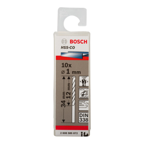 Bosch Punta trapano HSS-Co DIN 338 per metallo, 1x12x34mm