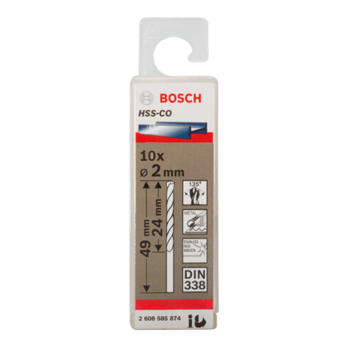 Bosch Punta trapano HSS-Co DIN 338 per metallo, 2x24x49mm