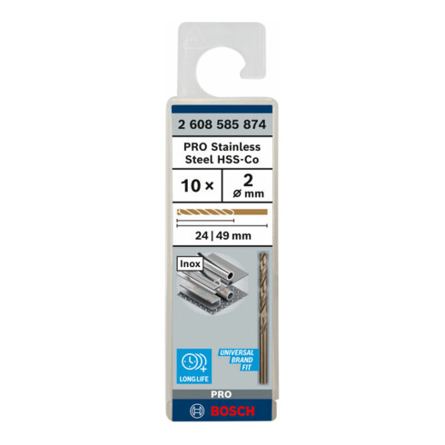 Bosch Punta trapano HSS-Co DIN 338 per metallo, 2x24x49mm