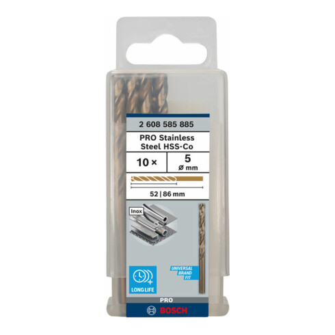 Bosch Punta trapano HSS-Co DIN 338 per metallo, 5x52x86mm