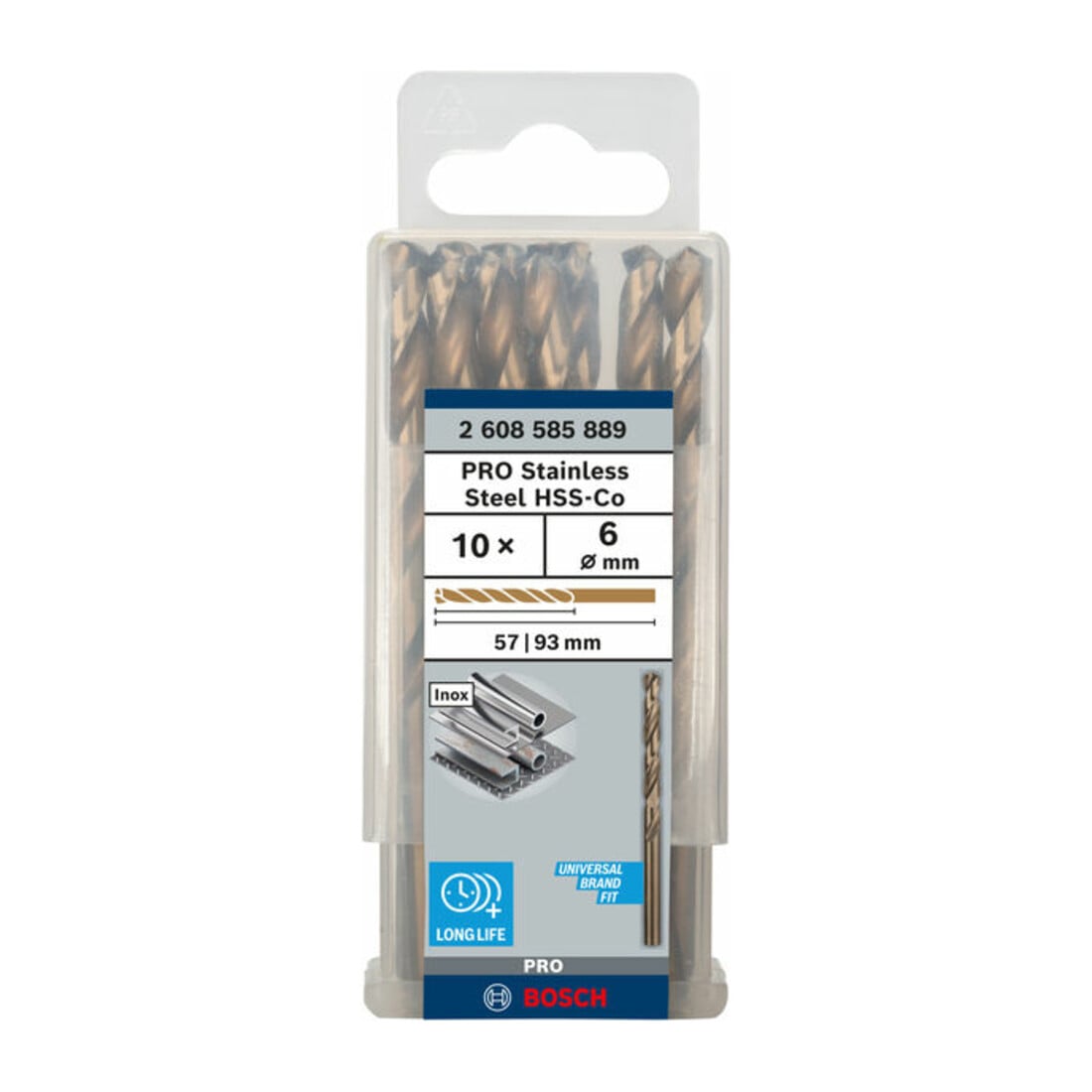 Bosch Punta trapano HSS-Co DIN 338 per metallo, 6x57x93mm