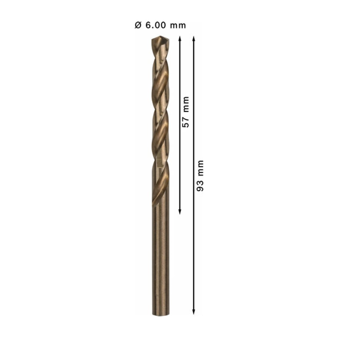 Bosch Punta trapano HSS-Co DIN 338 per metallo, 6x57x93mm