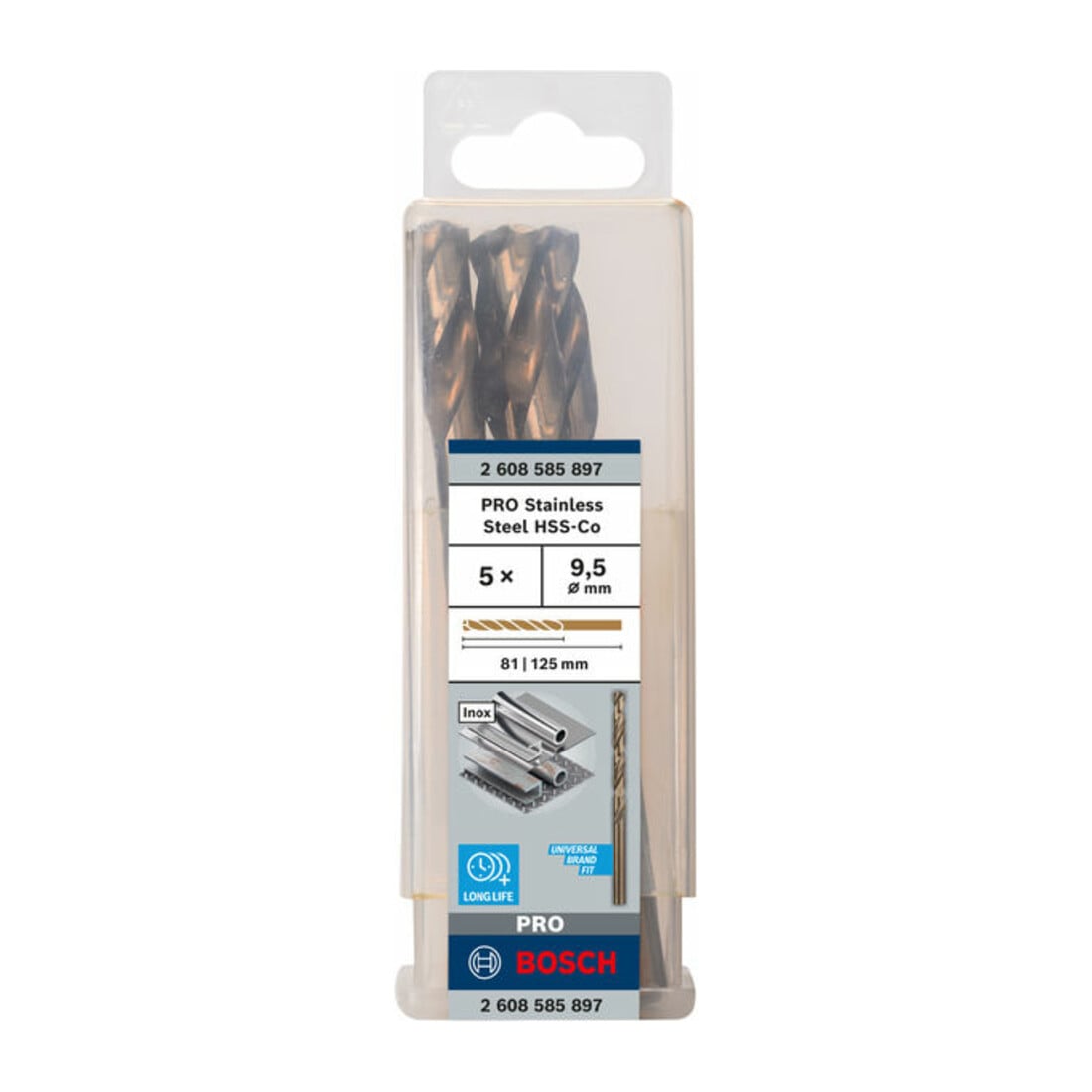 Bosch Punta trapano HSS-Co DIN 338 per metallo, 9,5x81x125mm