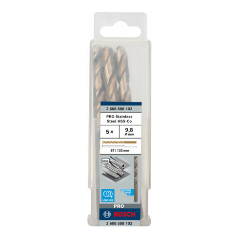 Bosch Punta trapano HSS-Co DIN 338 per metallo, 9,8x87x133mm