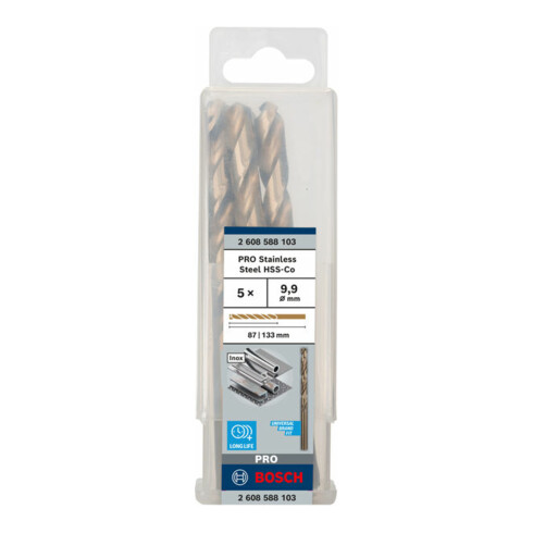 Bosch Punta trapano HSS-Co DIN 338 per metallo, 9,9x87x133mm