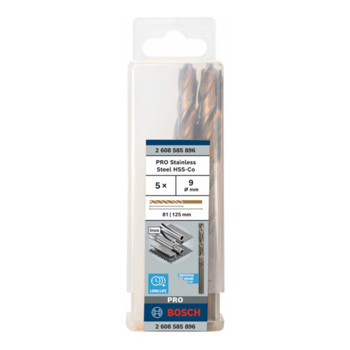 Bosch Punta trapano HSS-Co DIN 338 per metallo, 9x81x125mm