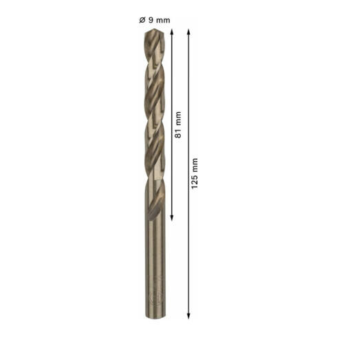 Bosch Punta trapano HSS-Co DIN 338 per metallo, 9x81x125mm