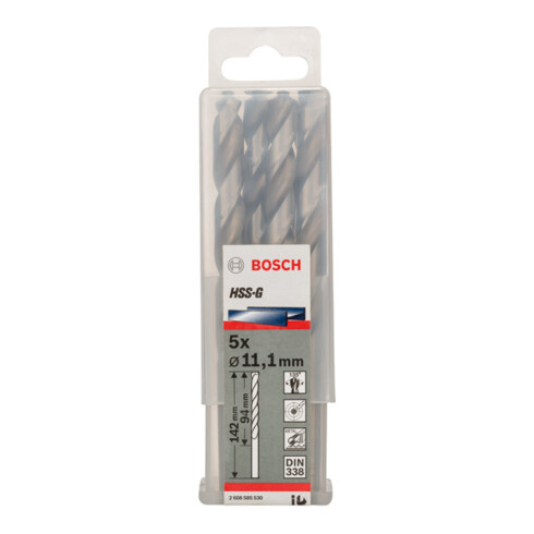 Bosch Punta trapano HSS-G DIN 338 per metallo, 11,1x94x142mm