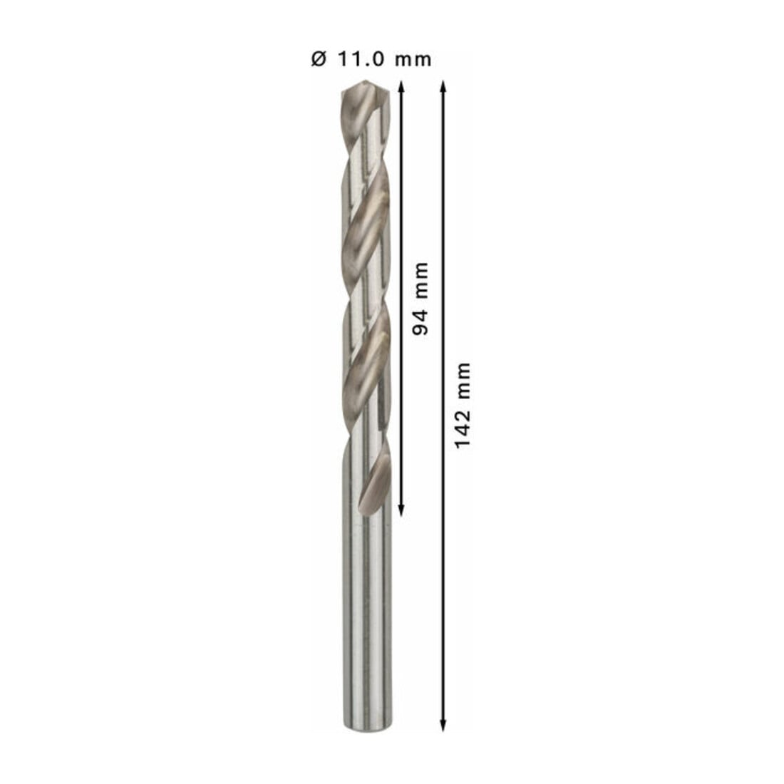 Bosch Punta trapano HSS-G DIN 338 per metallo, 11x94x142mm