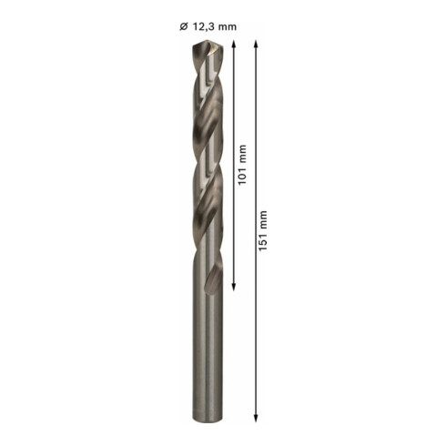 Bosch Punta trapano HSS-G DIN 338 per metallo, 12,3x101x151mm
