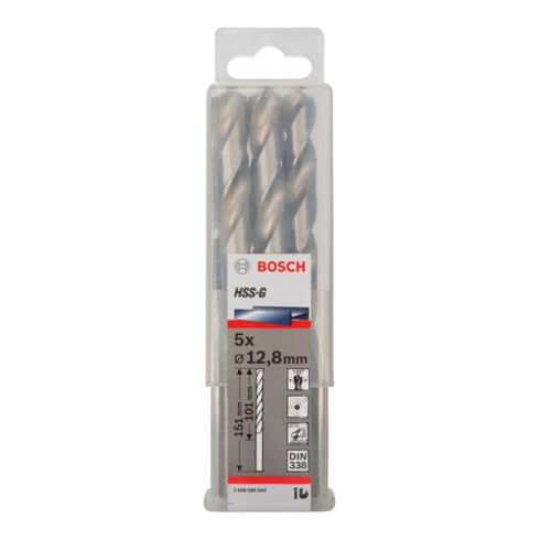 Bosch Punta trapano HSS-G DIN 338 per metallo, 12,8x101x151mm