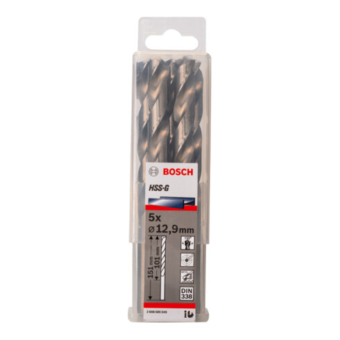 Bosch Punta trapano HSS-G DIN 338 per metallo, 12,9x101x151mm