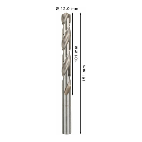 Bosch Punta trapano HSS-G DIN 338 per metallo, 12x101x151mm