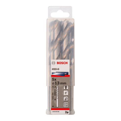 Bosch Punta trapano HSS-G DIN 338 per metallo, 13x101x151mm