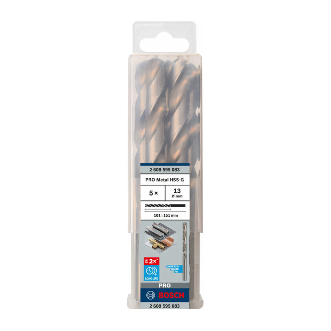 Bosch Punta trapano HSS-G DIN 338 per metallo, 13x101x151mm