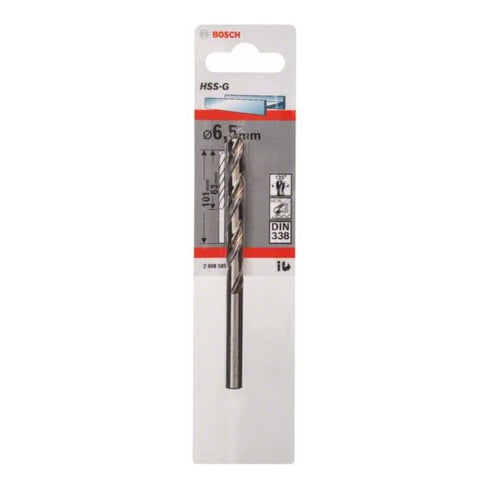 Bosch Punta trapano HSS-G DIN 338 per metallo, 6,5x63x101mm