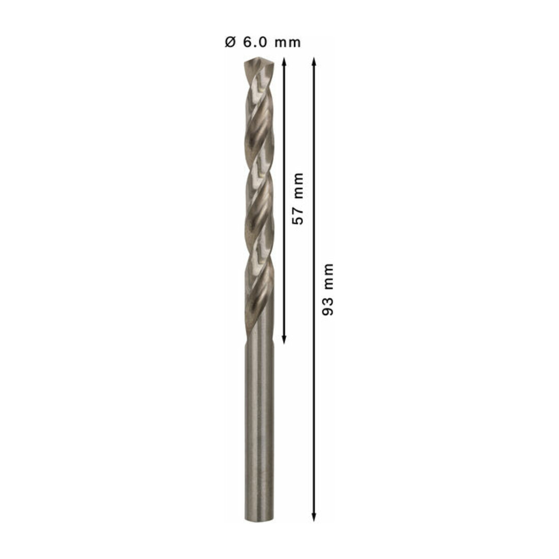 Bosch Punta trapano HSS-G DIN 338 per metallo, 6x57x93mm