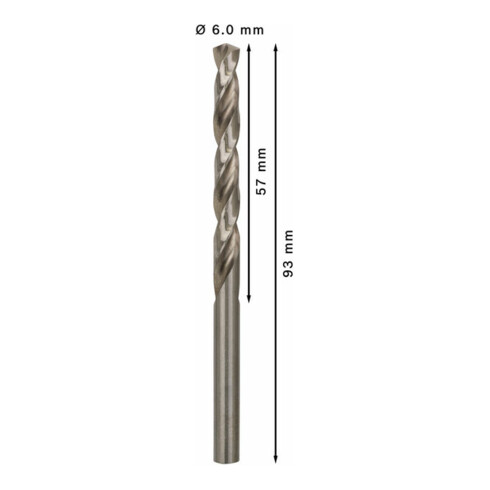 Bosch Punta trapano HSS-G DIN 338 per metallo, 6x57x93mm