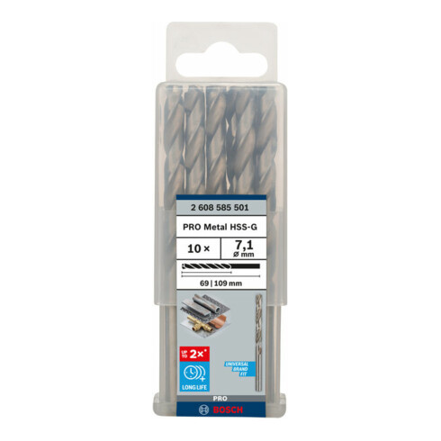 Bosch Punta trapano HSS-G DIN 338 per metallo, 7,1x69x109mm
