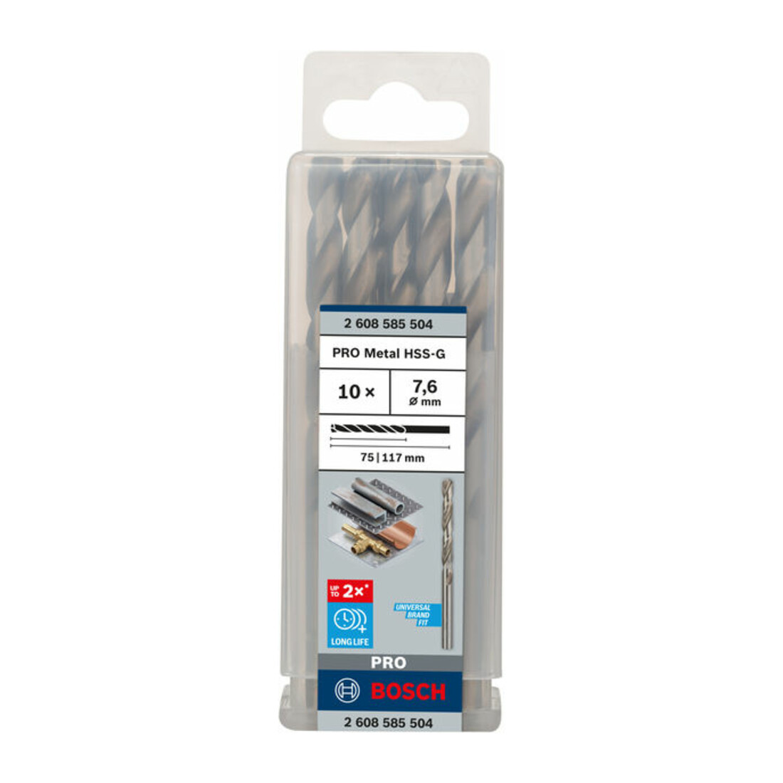 Bosch Punta trapano HSS-G DIN 338 per metallo, 7,6x75x117mm