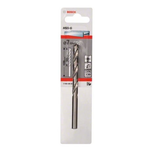 Bosch Punta trapano HSS-G DIN 338 per metallo, 7x69x109mm