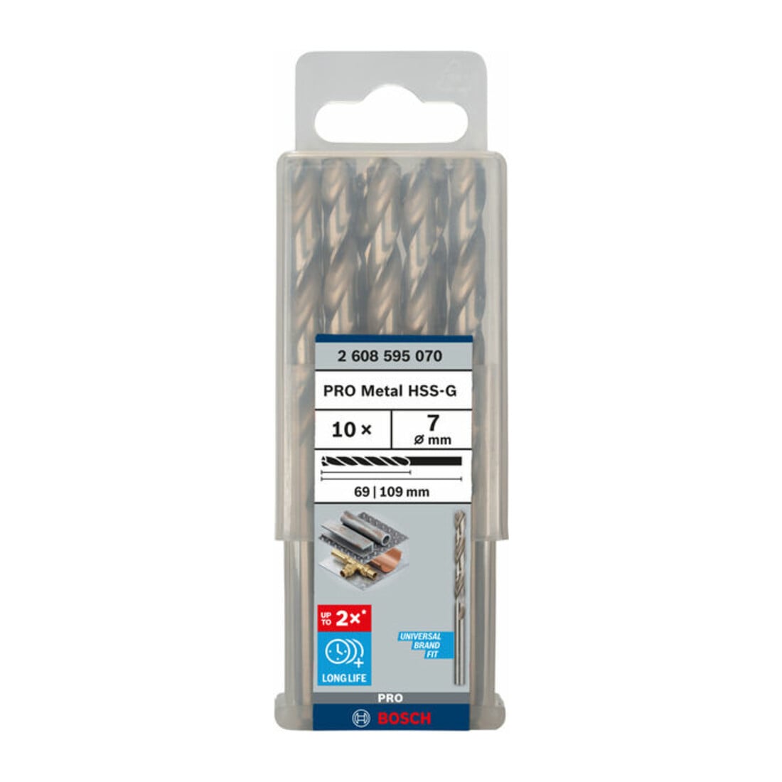 Bosch Punta trapano HSS-G DIN 338 per metallo, 7x69x109mm