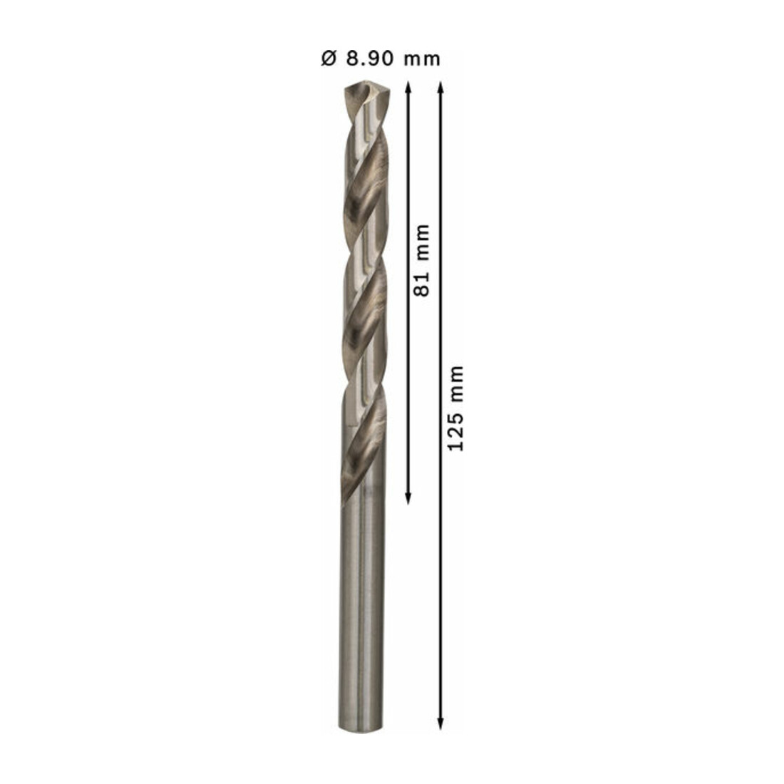 Bosch Punta trapano HSS-G DIN 338 per metallo, 8,9x81x125mm